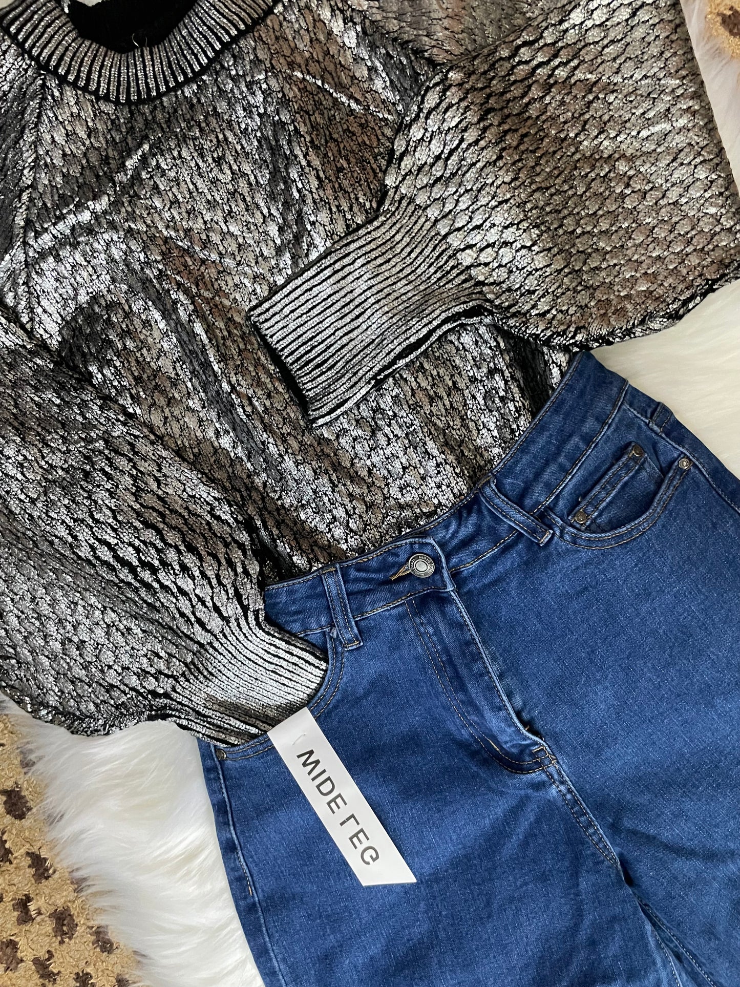 Camisola de malha metalizada